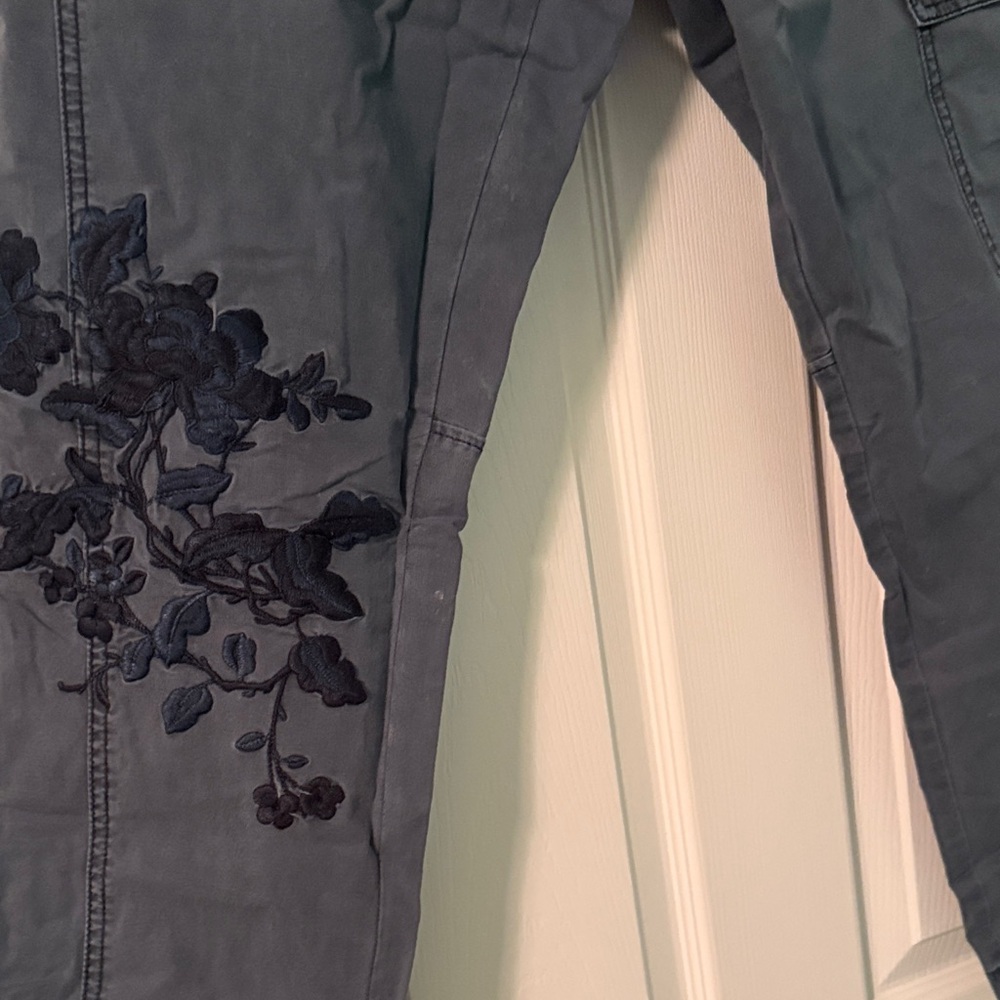 Anthropology HEI HEI Gray Pants embroidered